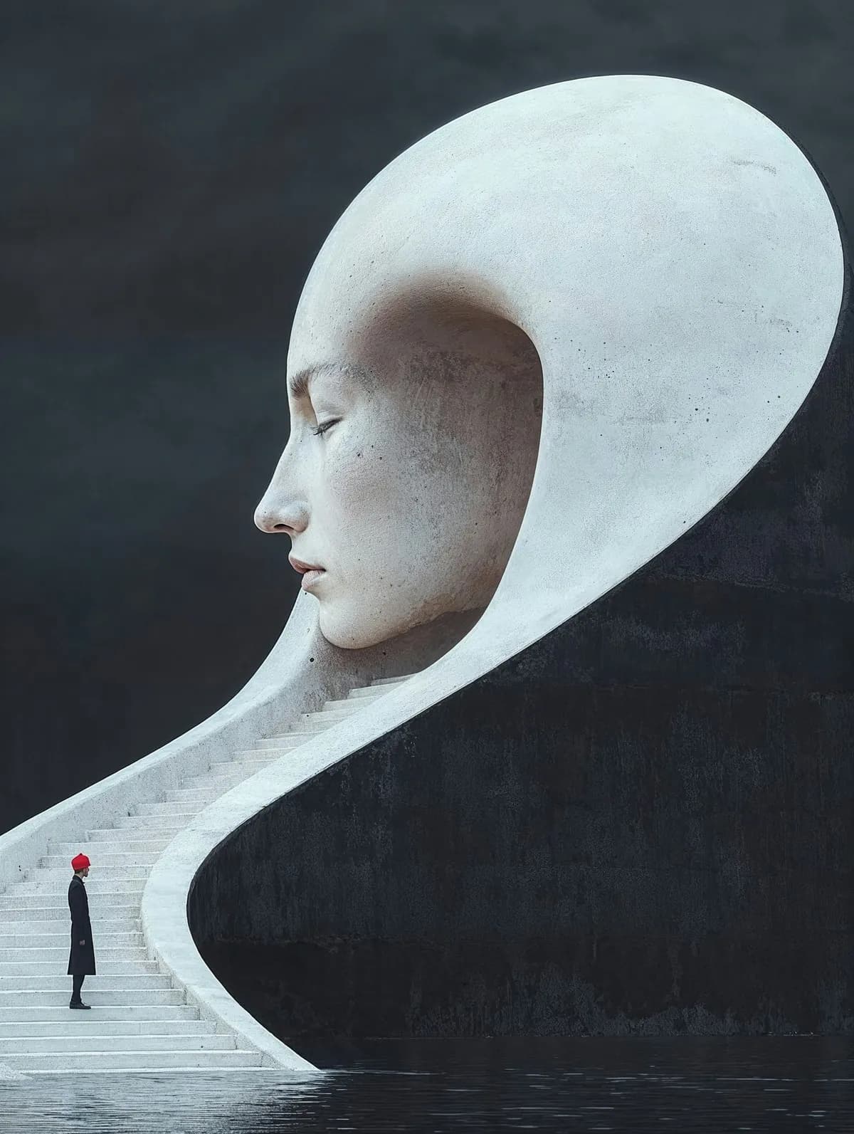 A sculpted marble face