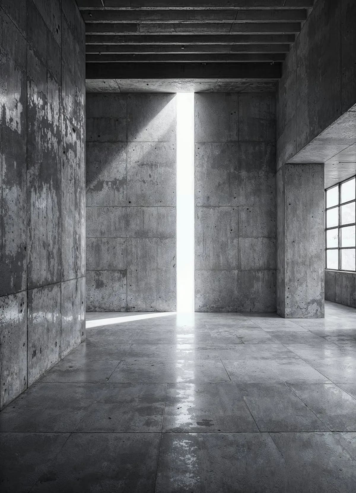 Light falling into a concrete hall